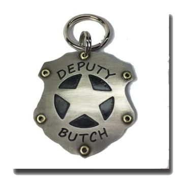 DEPUTY POLICE Badge Dog Tag ID-Hand Crafted Metal Pet Id Tag-Custom Stamped Dog Collar Tag-Law Enforcement Pet Badge Tag-Personalized (1 1/4″)