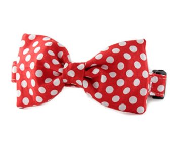 Red and White Polka Dot Bow Tie Dog Collar