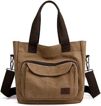 Women’s Canvas Tote Purse Shoulder Crossbody Bag Small Handbag Multi-pocket Top Handle Work Bags