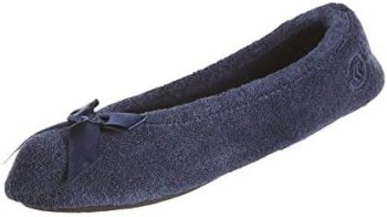 isotoner Women’s Terry Ballerina Slipper with Bow for Indoor/Outdoor Comfort