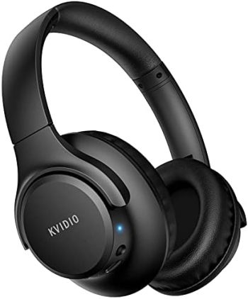 KVIDIO [Updated] Bluetooth Headphones Over Ear, 65 Hours Playtime Wireless Headphones with Microphone,Foldable Lightweight Headset with Deep Bass,HiFi Stereo Sound for Travel Work Cellphone