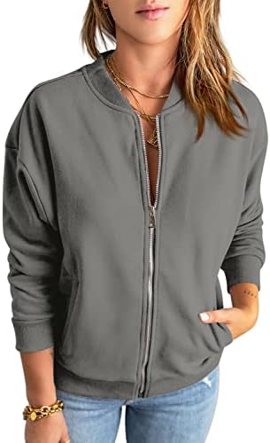 GeGekoko Womens Zip Up Sweatshirts Jackets Long Sleeve Casual Loose Outwear with Pockets