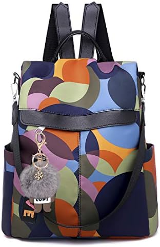 HAOOT Fashion Backpack for Women Waterproof Rucksack Daypack Anti-theft Shoulder Bag Handbag Casual Travel Bag Hiking Backpack Purse with Pom Pom Keychain