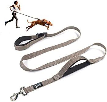 TSPRO Hands Free Dog Leash Adjustable Walking Running Dog Leash with Control Safety Padded Handle and Heavy Duty Clasp for Small Medium Large Dogs(Gray)