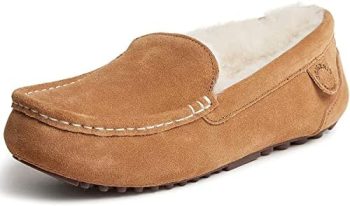 Dearfoams Women’s Fireside Water Resistant Mel Shearling Moccasin Slipper