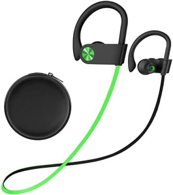 Stiive Bluetooth Headphones, Wireless Sports Earbuds IPX7 Waterproof with Mic, Stereo Sweatproof in-Ear Earphones, Noise Cancelling Headsets for Gym Running Workout, 16 Hours Playtime – GreenBlack