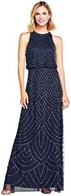 Adrianna Papell Women’s Art Deco Beaded Blouson Dress with Halter Neckline