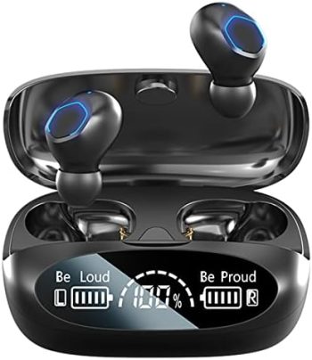 Wireless Earbuds Bluetooth 5.3 True Wireless Headphones with LED Display Charging Case IPX7 Waterproof USB-C Button Control Powerful Bass in Ear Earphones One-Step Pairing Headset