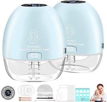 Wearable Breast Pump, Hands Free Breast Pump, Portable Electric Breast Pump with 4 Mode & 9 Level, Remote Control, Rechargeable Wireless Breast Pump for Painless Breastfeeding, 2 Pack