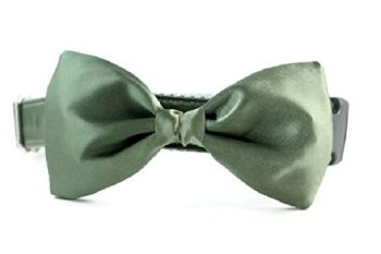 Olive Green Satin Bow Tie Dog Collar