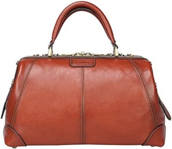 Banuce Full Grain Italian Leather Doctor Bag for Women Men Briefcase Handbag Purse