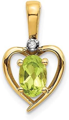 14k Yellow Gold Oval Polished Prong set Open back Diamond and Peridot Pendant Necklace Measures 17x10mm Wide Jewelry Gifts for Women