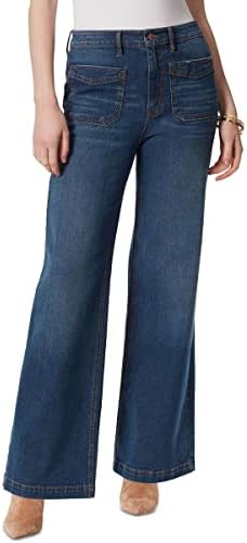 Jessica Simpson Womens Denim Whisker Wash Wide Leg Jeans