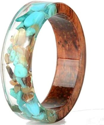 Jude Jewelers 8mm Transparent Acrylic Resin Wood Ocean Style Wedding Band Anniversary Ring