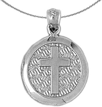 Jewels Obsession Silver Cross Necklace | Rhodium-plated 925 Silver Latin Cross In Circle Pendant with 18″ Necklace