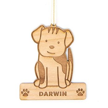 Personalized Name Dog Laser Cut Wood Ornament [Christmas, Holiday, Love, Pet, Anniversary, Custom Gifts, Message, Stocking Stuffers]