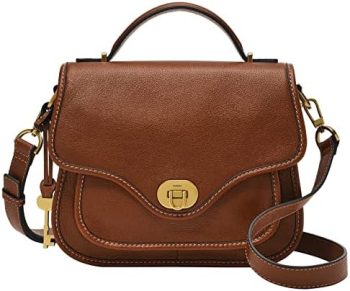 Fossil Women’s Heritage Leather Top Handle Crossbody Purse Handbag for Women