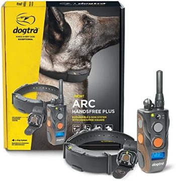 Dogtra ARC HANDSFREE Plus Expandable to 2-Dog Remote Dog Training E-Collar with HANDSFREE Square for Discreet and Precise Control Slim Ergonomic Rechargeable Waterproof 3/4-Mile Range