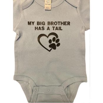 My big brother has a tail baby onesie ® one piece infant pet sibling bodysuit