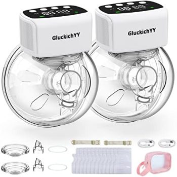 Breast Pump, Double Wearable Breast Pump with 3 Mode & 9 Levels, Hands Free Breast Pump Portable, LED Display, Low Noise, Nipple Correction Milk Pump for Painless Breastfeeding-24mm Flange