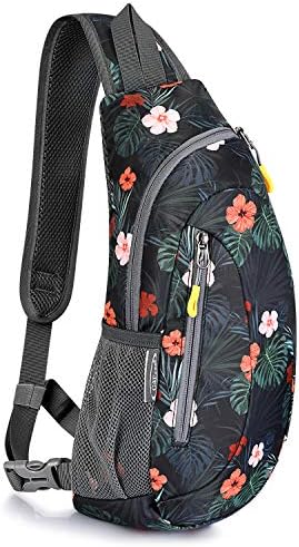 G4Free Sling Bags Men and Women Shoulder Backpack Small Cross Body Chest Sling Backpack(Black Base Floral)