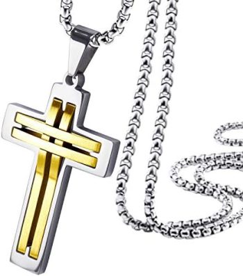 555Jewelry Stainless Steel Cross Necklace Pendant for Men and Women 16-24″ Chain