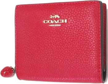 COACH Pebble Leather Snap Wallet Style No. CH350 Electric Red