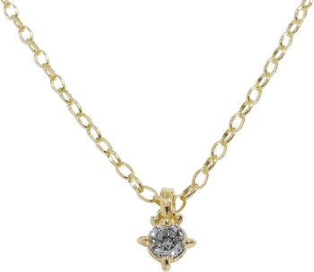 John Medeiros Diamante CZ 3/4 Carat with 102 Facets Necklace, Gold-tone Pendant Necklace, Elegant Everyday Necklace for Women, Perfect Jewelry Necklace Gift for Women and Teen Girls