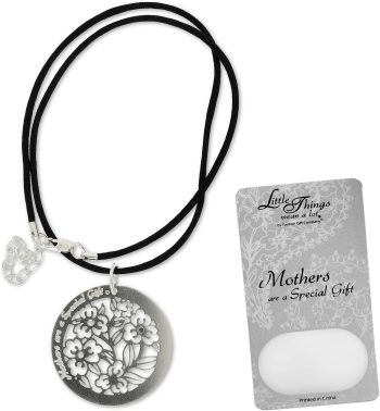 Little Things Mean A Lot Mother Necklace, Includes 1-1/2-Inch Silver Plated Circle Pendant