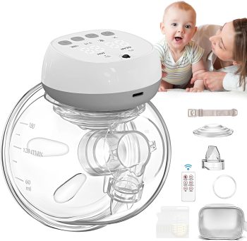 Wearable Breast Pump Hands Free Breast Pump 12 Levels 3 Modes Portable Electric Breast Pump w/Remote Control,140°Soft Silicone,LCD,1200mAh Battery,Low Noise Leak-Proof Painless Breastfeeding