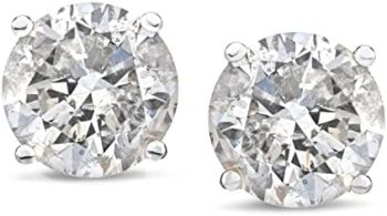 Amazon Collection 14K Gold Round-Cut Diamond Stud Earrings (1/4-2 cttw, J-K Color, I2-I3 Clarity)