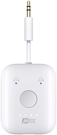 MEE audio Connect Air in-Flight Bluetooth Wireless Audio Transmitter Adapter for up to 2 AirPods / Other Headphones; Works with All 3.5mm Aux Jacks on Airplanes, Gym Equipment, TVs, & Gaming Consoles