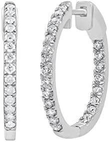 0.50-2.00 Carat Diamond, Sterling Silver Inside-Out Round Cut Lab-Grown Diamond Hoop Earring (J, VS-SI) by La4ve Diamonds | Fine Jewelry for Women Girls| Gift Box Included