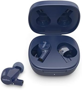 Belkin SoundForm Rise – True Wireless Ear Buds With Wireless Charger Case – Dual Microphone – IPX5 Water Resistant Earbuds – Bluetooth Headphones – Wireless Headphones for iPhone & Samsung – Blue