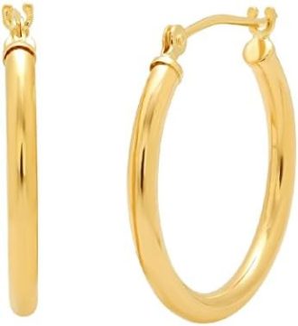 14K Yellow Gold or 14K White Gold 3/4 inch Classic Round Hoop Earrings for Women | Real 14K Gold Earrings |Jewelry Gifts for Women