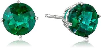 Amazon Collection 10k Gold Round Birthstone Stud Earrings for Women