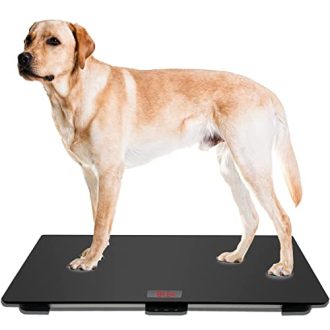 MINDPET-MED Pet Scale for Large Dog, Veterinary Scale with Non-Slip Mat, Platform Scale, Weight Capacity Up to 220lbs, with Tare/Hold, 31.5X 19.7 Inches, Size L, Black