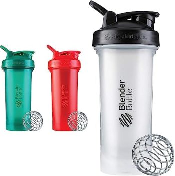 BlenderBottle Classic V2 Shaker Bottle, 28-Ounce (2 Pack), Red, Green & Classic V2 Shaker Bottle Perfect for Protein Shakes and Pre Workout, 28-Ounce, Clear/Black