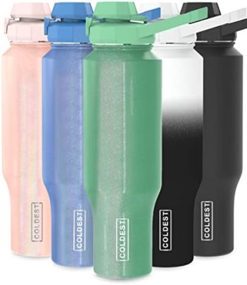 Coldest Shaker Bottle – Protein Blender Shaker Cup for Protein Mixes Insulated Chug lid Bottle,Bottle Fits Sip Cirkul Lid (46 oz, Green Aurora Glitter)