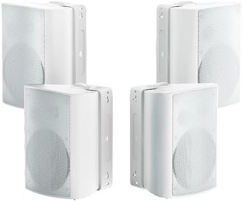 Herdio 800W 6.5 Inch Outdoor Speakers Bluetooth Waterproof with Superior Amplifier, Wall Mounted Sound System, Enhanced Bass & Durable, Mountable Swivel Brackets, for Patio Home (2 Pairs, White)