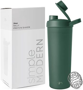 Simple Modern Plastic Protein Shaker Bottle with Ball 24oz | Shaker Cup for Protein Mixes, Shakes and Pre Workout | Rally Collection | Forest