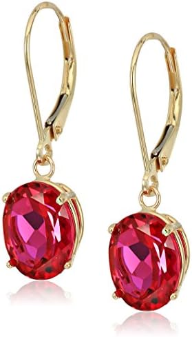 Amazon Collection 14k Gold 8 x 10mm Oval Gemstone Dangle Earrings for Women with Leverbacks