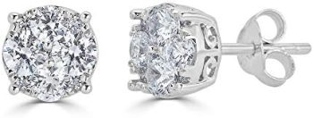 1/2Ct Diamond Stud Earrings Set in Sterling Silver