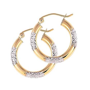 Two Tone Earrings – 14k Gold Hoop Earring for Women and Girlfriend – Unique Jewelry for Everyday