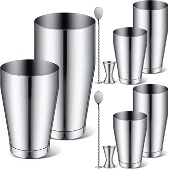 Gerrii 8 Pieces 18 oz 28 oz Cocktail Shaker Bar Set Stainless Steel Drink Shaker Professional Bartender Kit 1 oz 0.5 oz Martini Jigger for Bartending Margarita Mixer Bar Mixing Spoon for Beginners