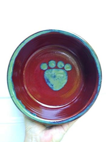 Dog Food Bowl, Food Water Dish for Pets, Stoneware Handmade Ceramic