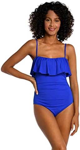 La Blanca Women’s Standard Island Goddess Ruffle Bandeau One Piece Swimsuit