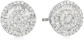 Amazon Collection Sterling Silver Diamond Round Stud Earrings (1/2 cttw)