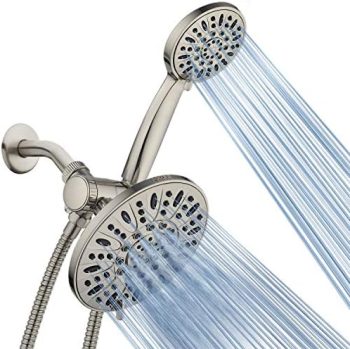 AquaDance 7″ Premium High Pressure 3-Way Rainfall Combo for The Best of Both Worlds – Enjoy Luxurious Rain Showerhead and 6-Setting Hand Held Shower Separately or Together – Chrome Finish – 3328