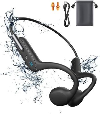 Bone Conduction Headphones, Wireless Open-Ear Headphones, Bluetooth 5.3 with Mic – MP3 Play Built-in 32GB Memory, IPX8 Waterproof Sports Headphones for Gym Workout Swimming Running Cycling.